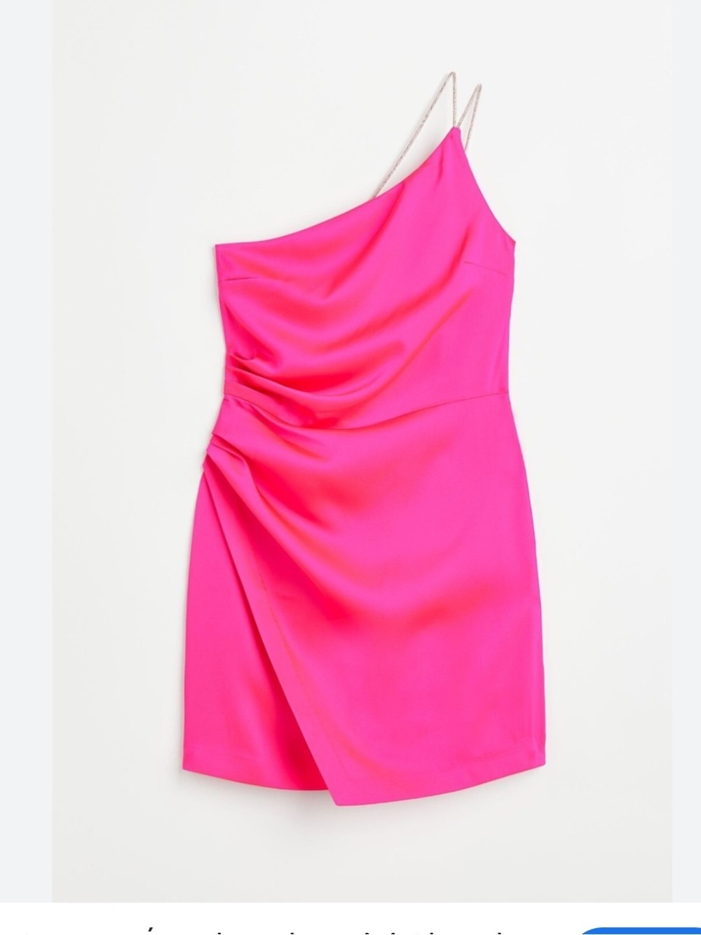H&M M One-Shoulder Hot Pink Cocktail Dress with Draped Detail